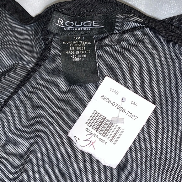 Rouge 3x Black Sheer Kimono lingerie Pink Rose Embroidery tie front lettuce - Picture 2 of 5